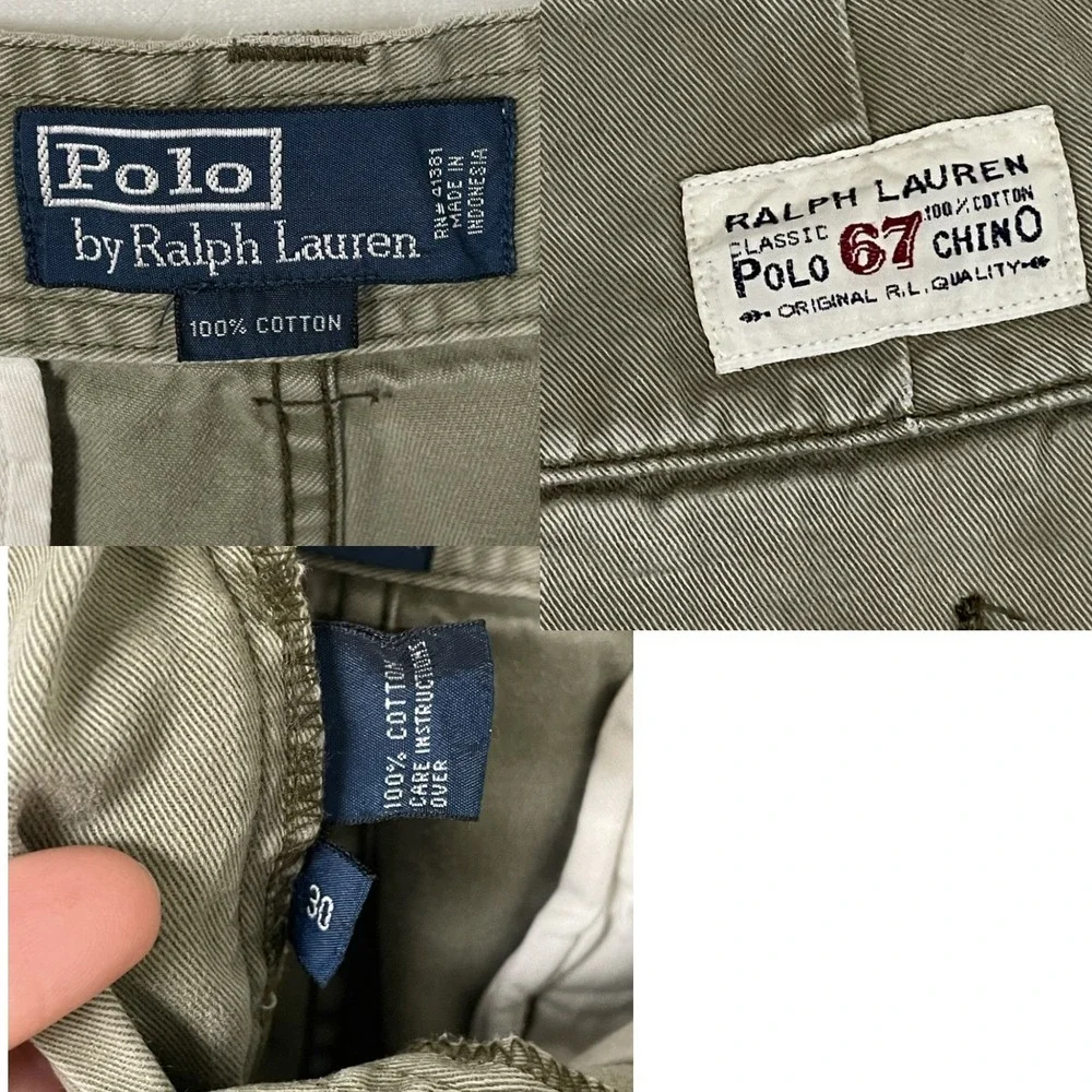 Polo Ralph Lauren Mens Classic Polo 67 Chino Cargo Shorts Olive Green Size 30